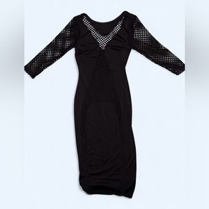 U.S.A Black Mesh Cutout Bodycon Dress Gothic Club Dress